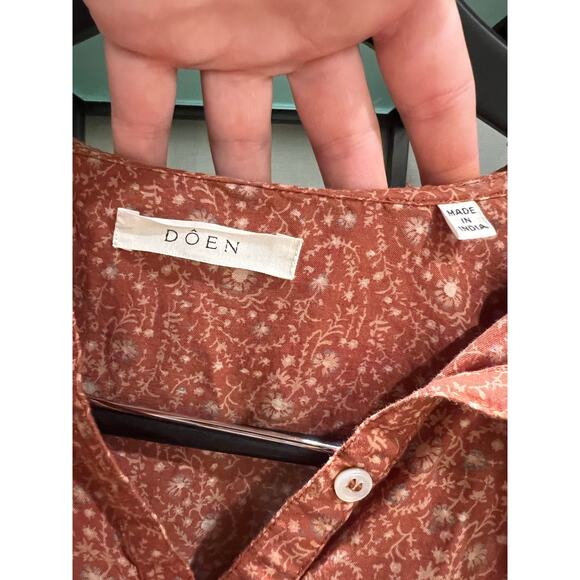 Doen Floral Billi Jean Blouse Size XS Rust Tamarillo Prairie Paisley Casual - Picture 5 of 11